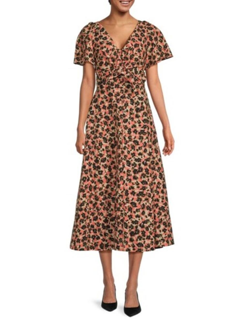 NWOT Tanya Taylor Lonna Floral Twisted Midi Dress in Shell Pink Size 4